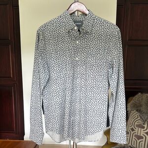 Men's White and Black Patterned Shirt